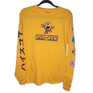Pac-Man by C-Life Group Graphic Print Yellow Long Sleeve Bandai Namco Size M